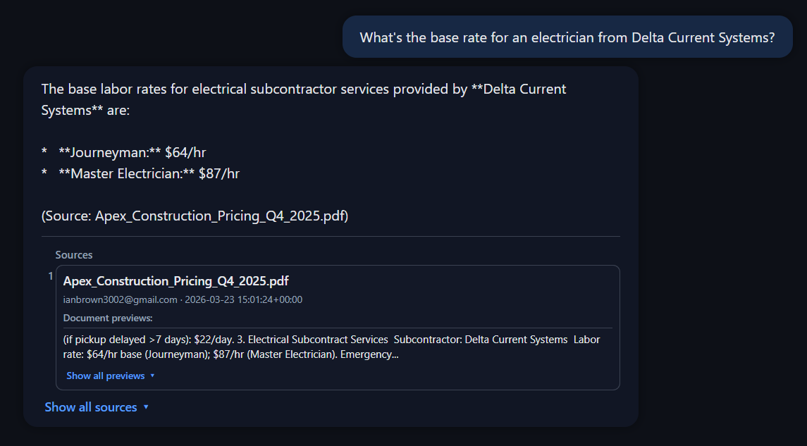 Primind answering a question with a cited source and source list
